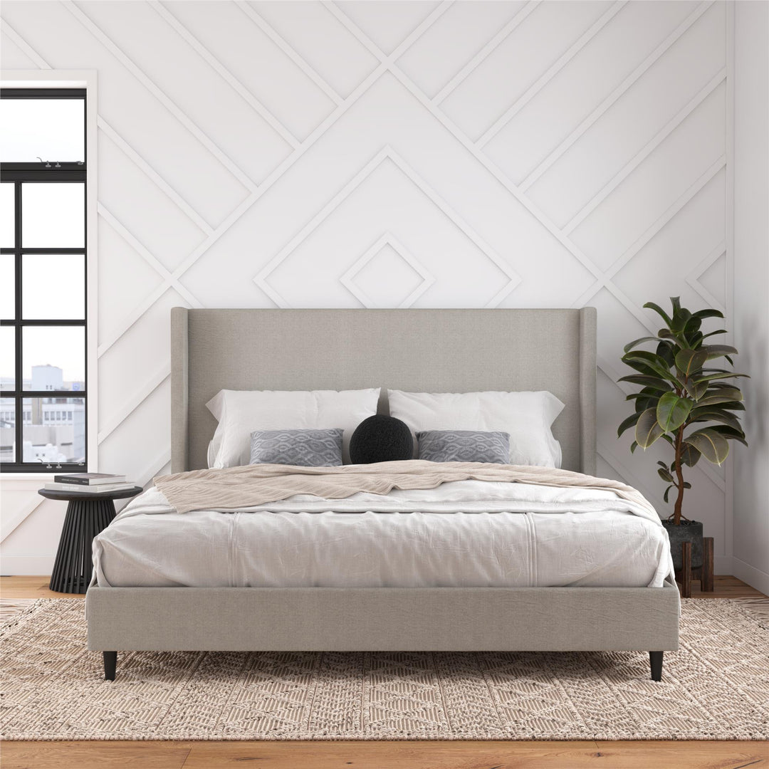 Eveline Upholstered Wingback Bed - Textured Gray Canvas - King