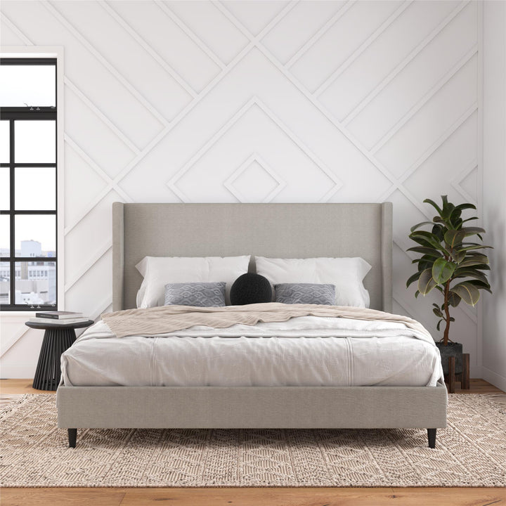 Eveline Upholstered Wingback Bed - Textured Gray Canvas - King