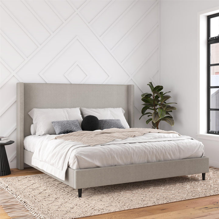 Eveline Upholstered Wingback Bed - Textured Gray Canvas - King