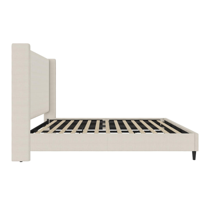 Eveline Upholstered Wingback Bed - Textured Ivory Canvas - King