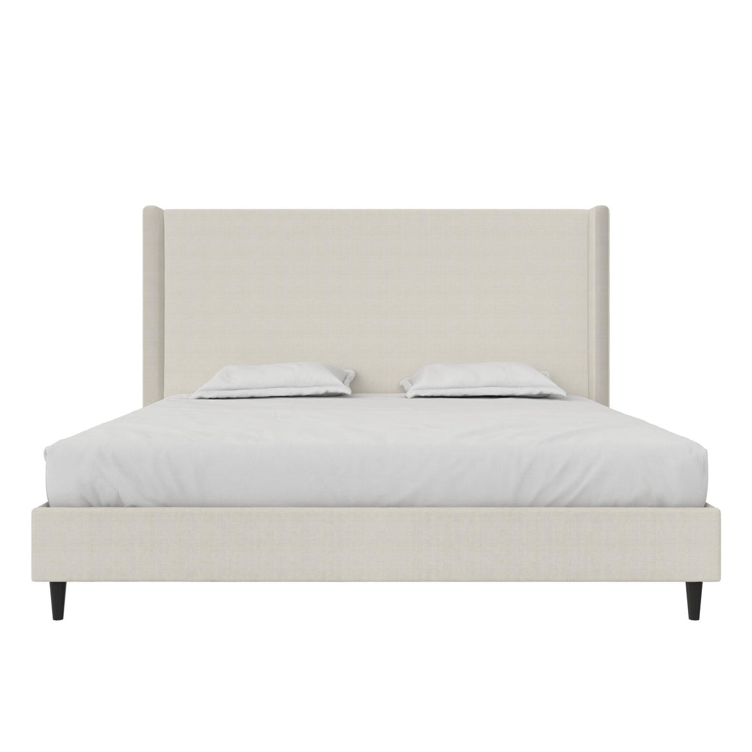 Eveline Upholstered Wingback Bed - Textured Ivory Canvas - King