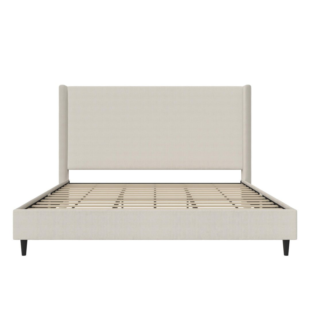 Eveline Upholstered Wingback Bed - Textured Ivory Canvas - King