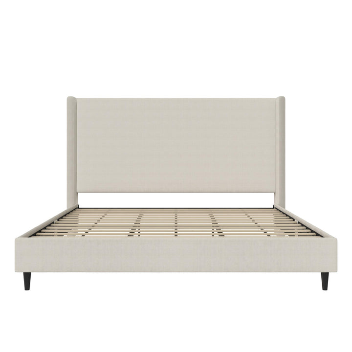 Eveline Upholstered Wingback Bed - Textured Ivory Canvas - King