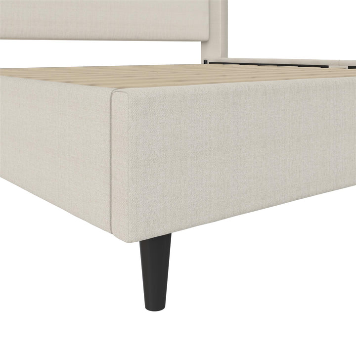Eveline Upholstered Wingback Bed - Textured Ivory Canvas - King