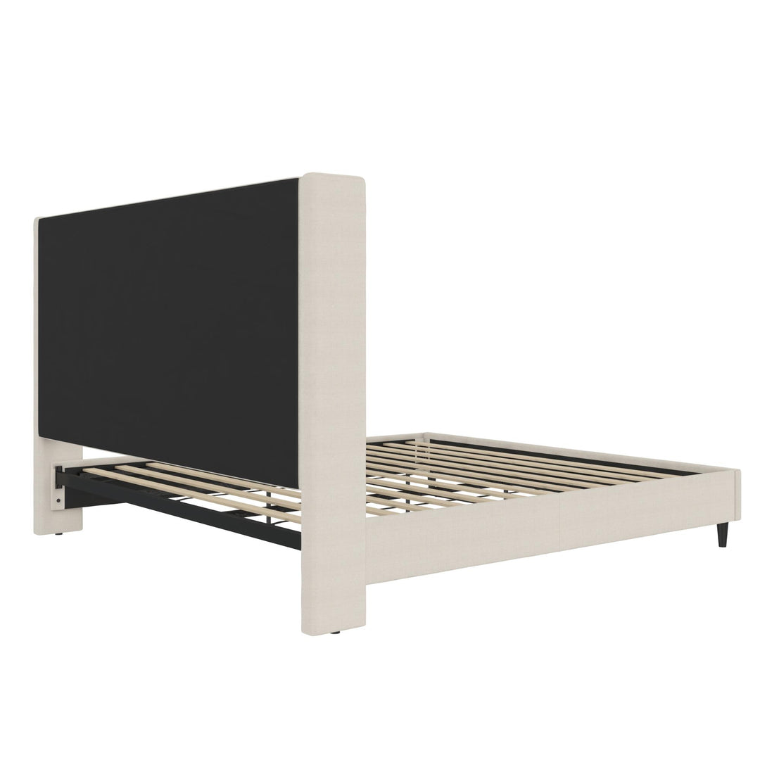 Eveline Upholstered Wingback Bed - Textured Ivory Canvas - King