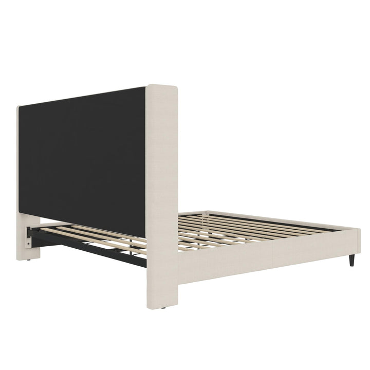 Eveline Upholstered Wingback Bed - Textured Ivory Canvas - King