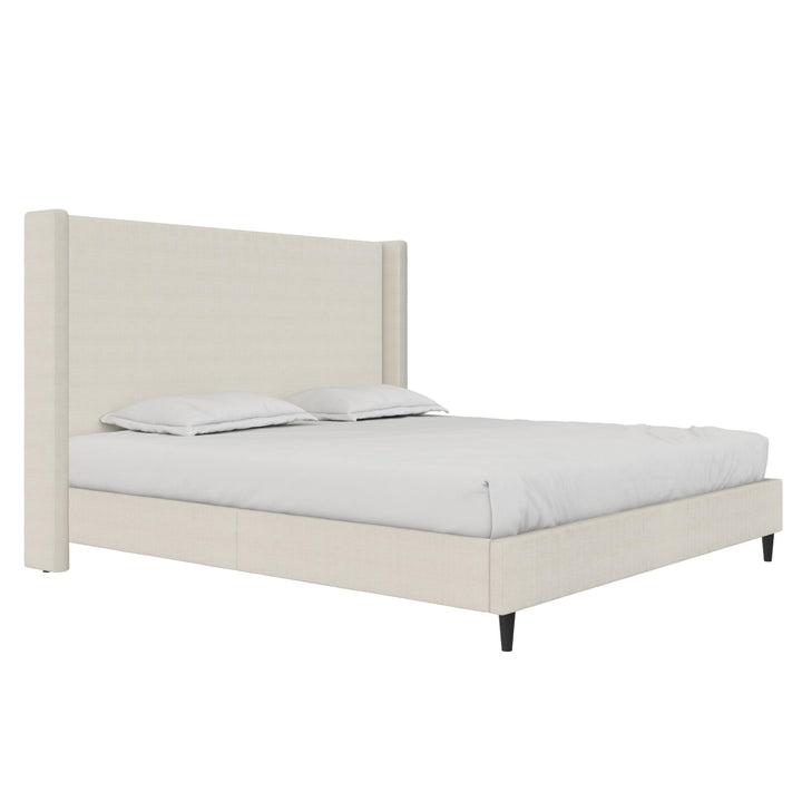 Eveline Upholstered Wingback Bed - Textured Ivory Canvas - King
