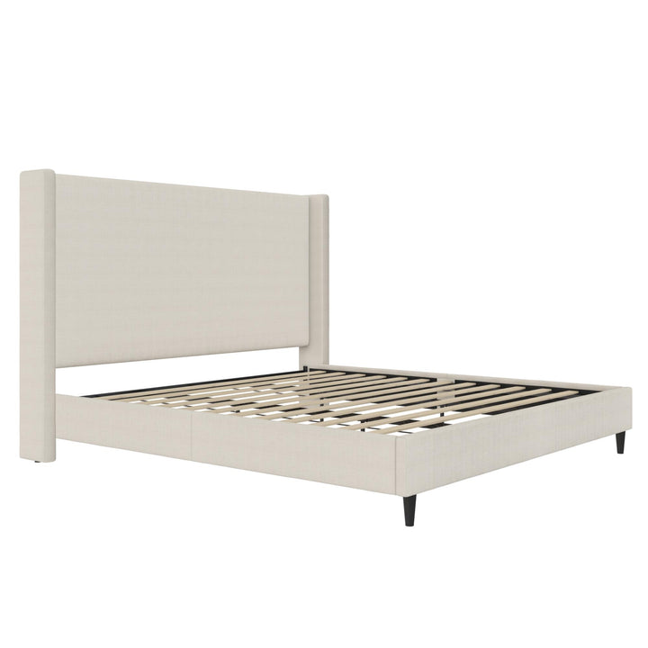 Eveline Upholstered Wingback Bed - Textured Ivory Canvas - King