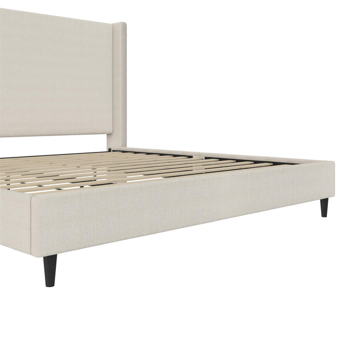 Eveline Upholstered Wingback Bed - Textured Ivory Canvas - King