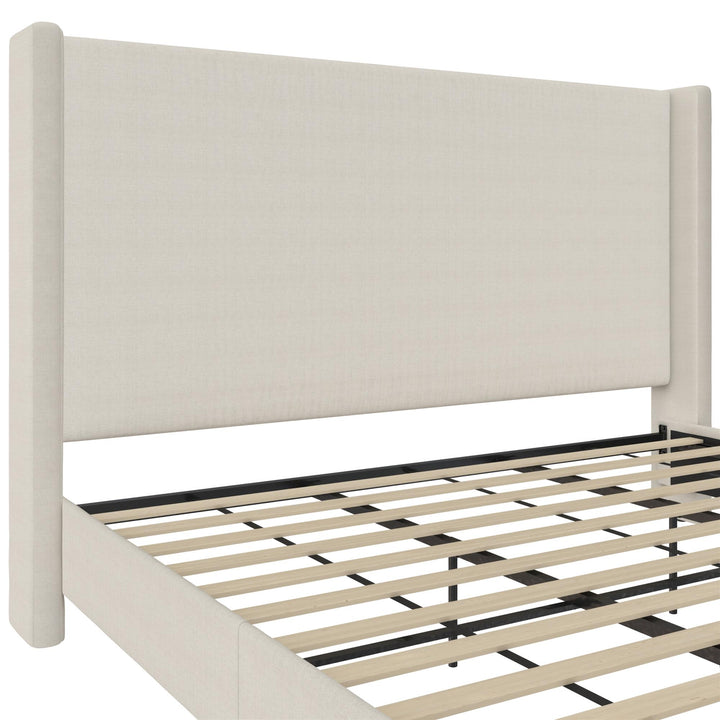 Eveline Upholstered Wingback Bed - Textured Ivory Canvas - King