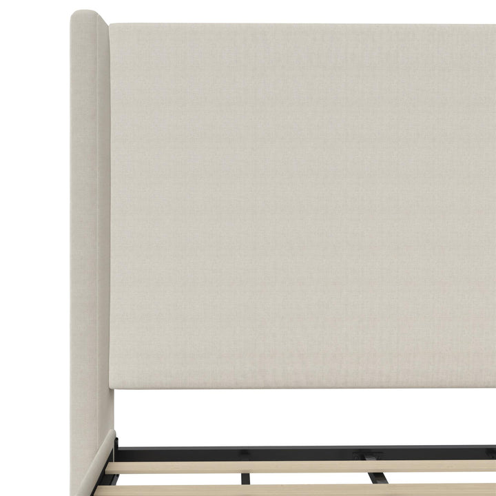 Eveline Upholstered Wingback Bed - Textured Ivory Canvas - King