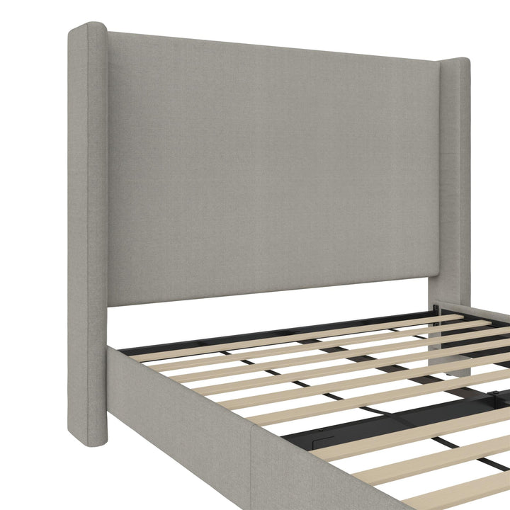 Eveline Upholstered Wingback Bed - Textured Gray Canvas - Queen
