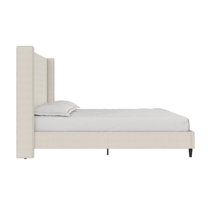 Eveline Upholstered Wingback Bed - Textured Ivory Canvas - Queen