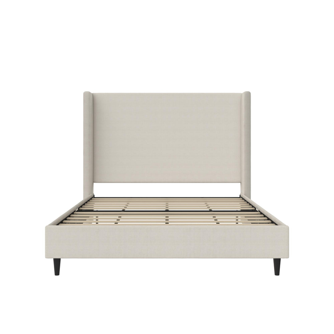 Eveline Upholstered Wingback Bed - Textured Ivory Canvas - Queen