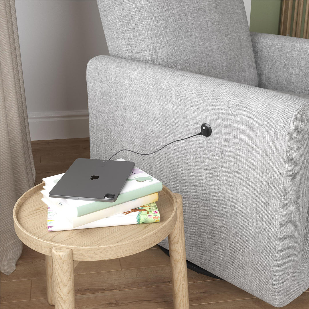 Modern nursery chair with built-in charger -  Light Gray