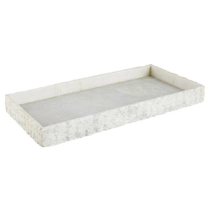 Raw Marble Long Holding Tray  -  White marble