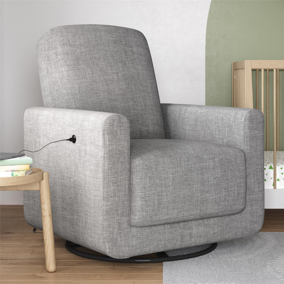 Swivel nursery chair with charging facility -  Light Gray