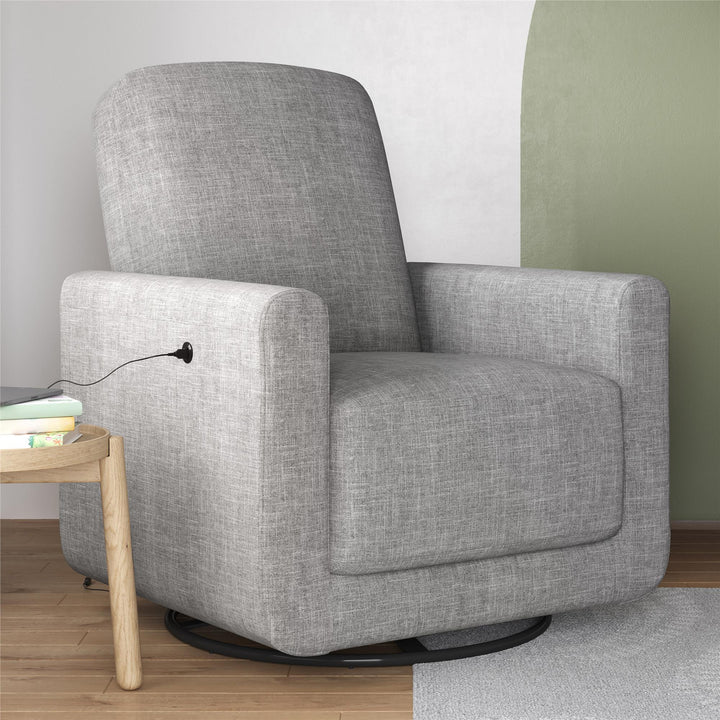 Step Swivel Nursery Chair with USB Charger - Light Gray