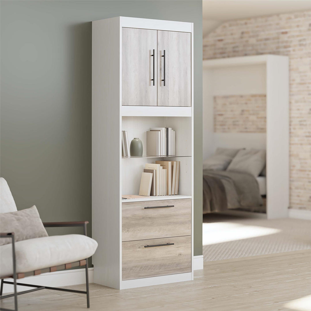 Pinnacle Storage Cabinet with Drawers and Touch Sensor LED Lighting - Ironwood