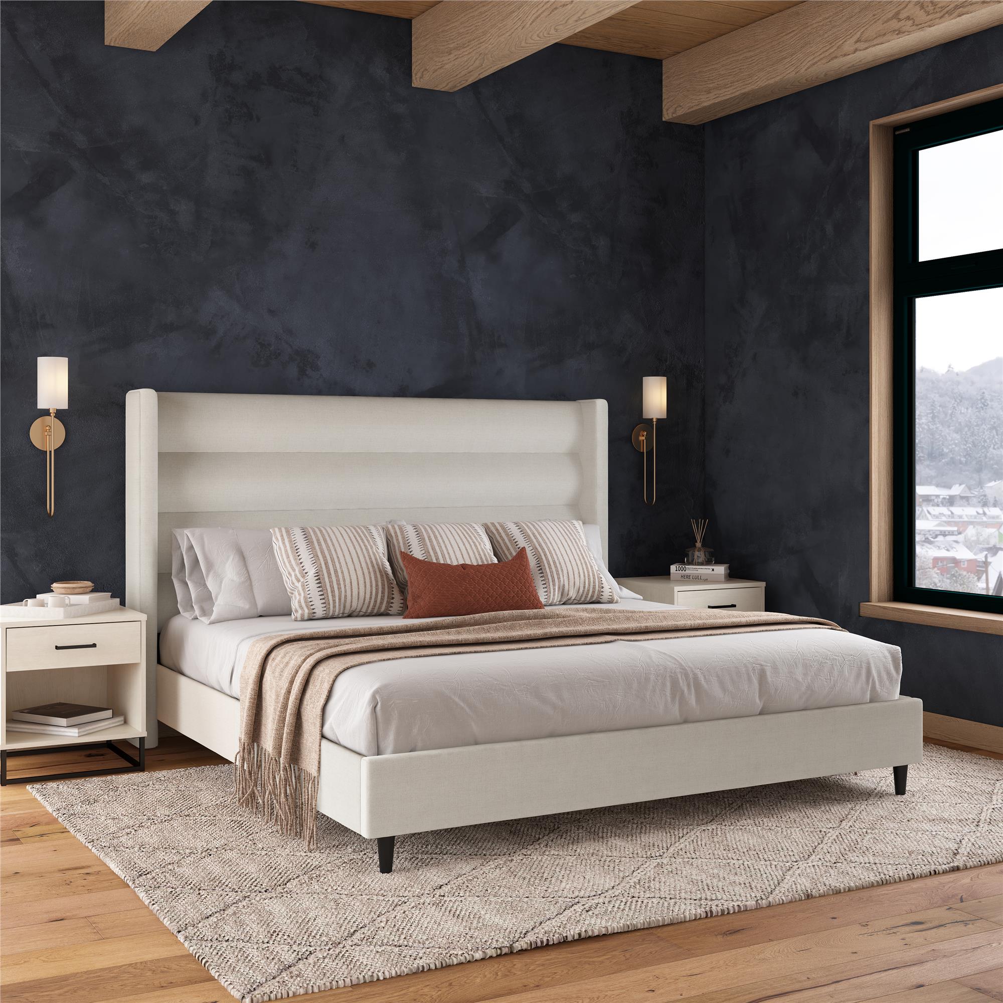 Modern wingback bed clearance