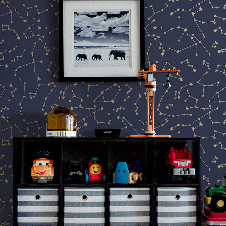 Constellations Navy Peel and Stick Wallpaper - Navy