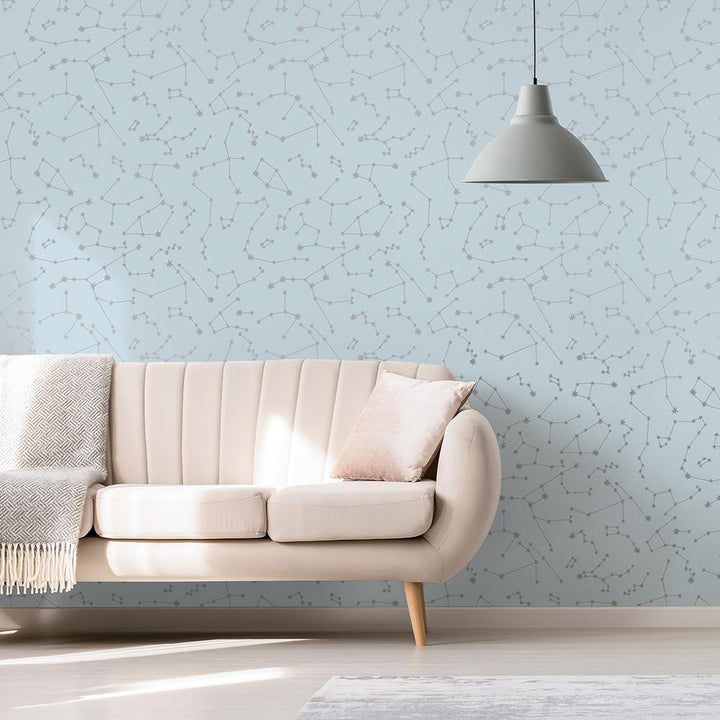 Constellations Powder Peel and Stick Wallpaper - Powder Blue