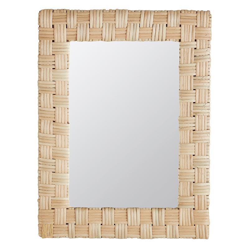 Rectangular Hanging Cane Mirror  -  Beige  -  Medium