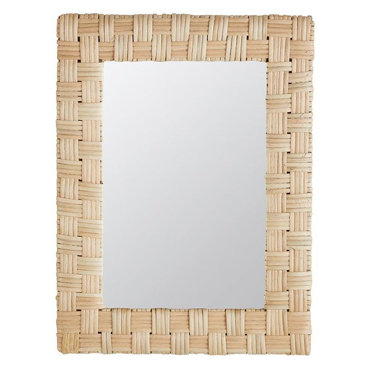 Rectangular mirror with cane frame -  Beige  -  Large