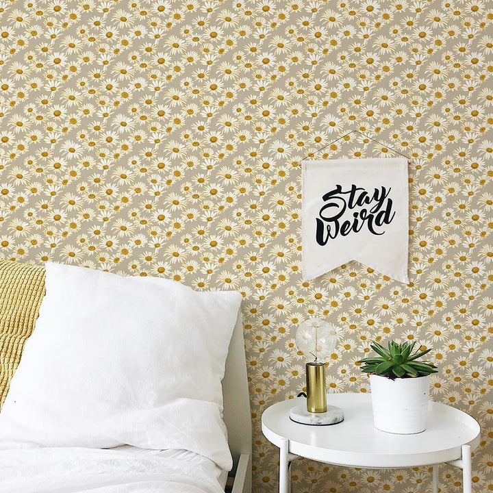 Floral peel and stick wall decor -  Greige