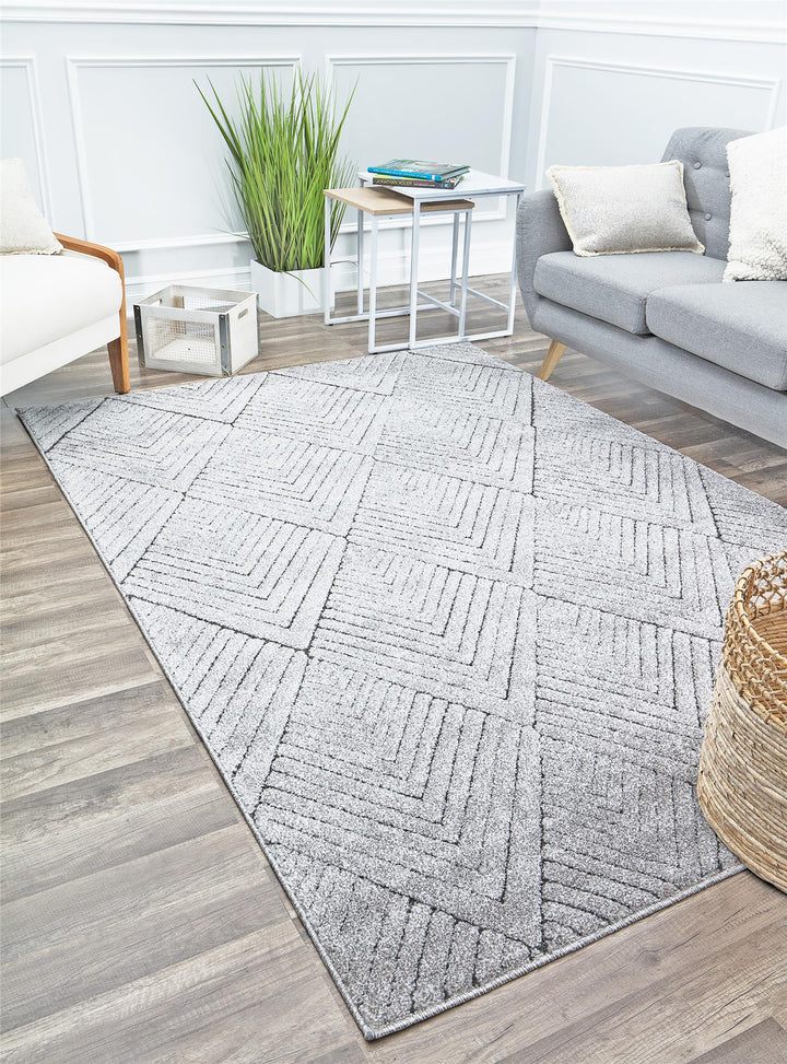 Stylish gray rug with soapstone design -  Gray  -  5'0"x7'0"
