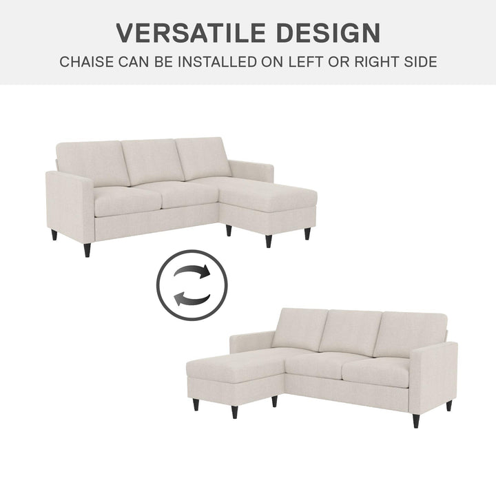 Coral Upholstered Reversible Sectional Sofa - Beige