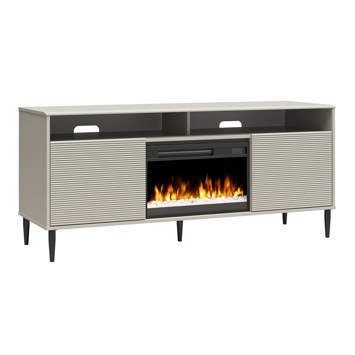 Daphne Fluted Contemporary Electric Fireplace TV Stand for TVs up to 70" - Taupe