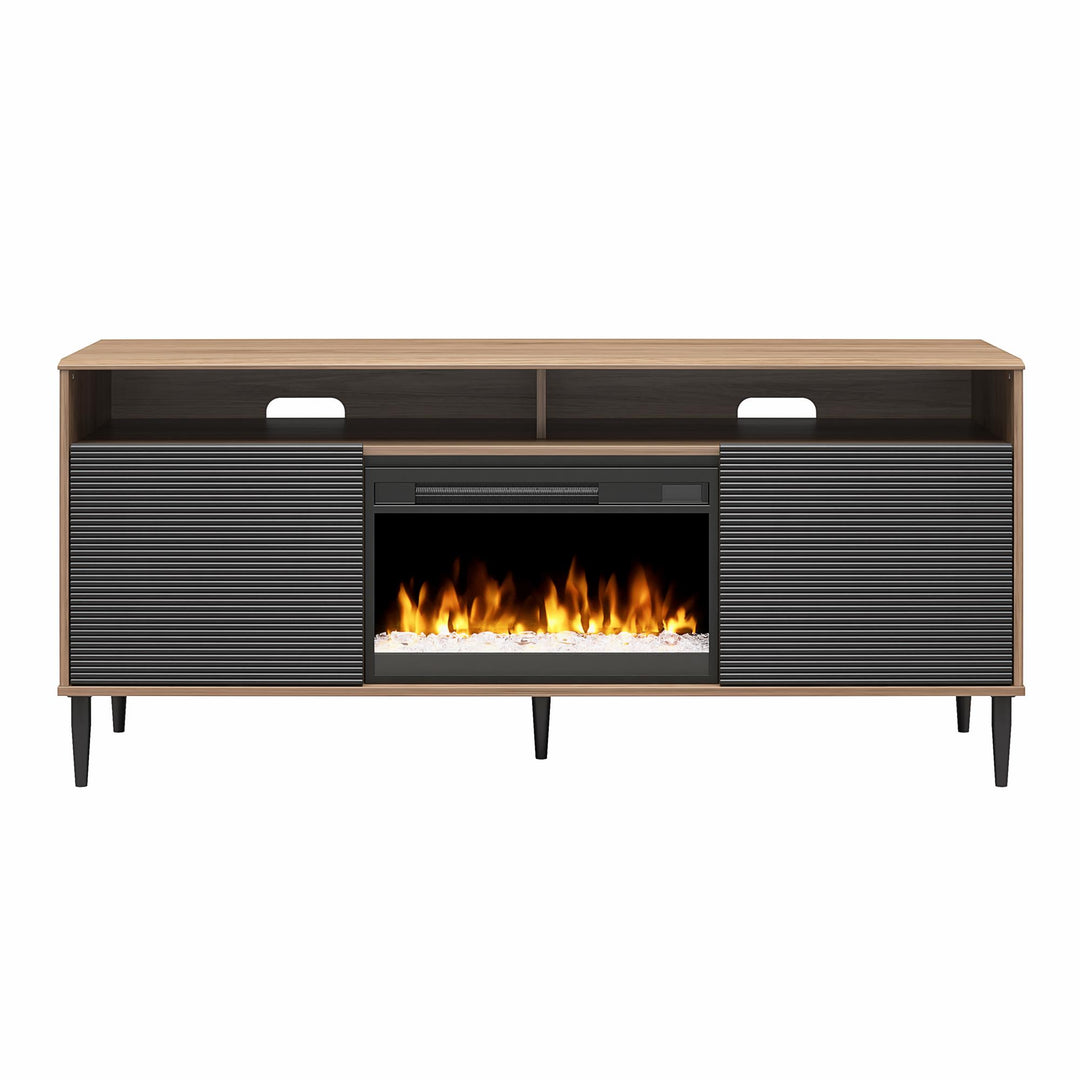 Daphne Fluted Contemporary Electric Fireplace TV Stand for TVs up to 70" - Danish Walnut