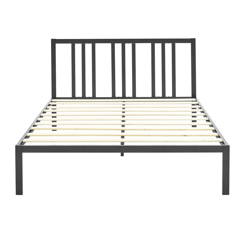 Asher Metal Platform Bed Frame with Slats - Black - Queen