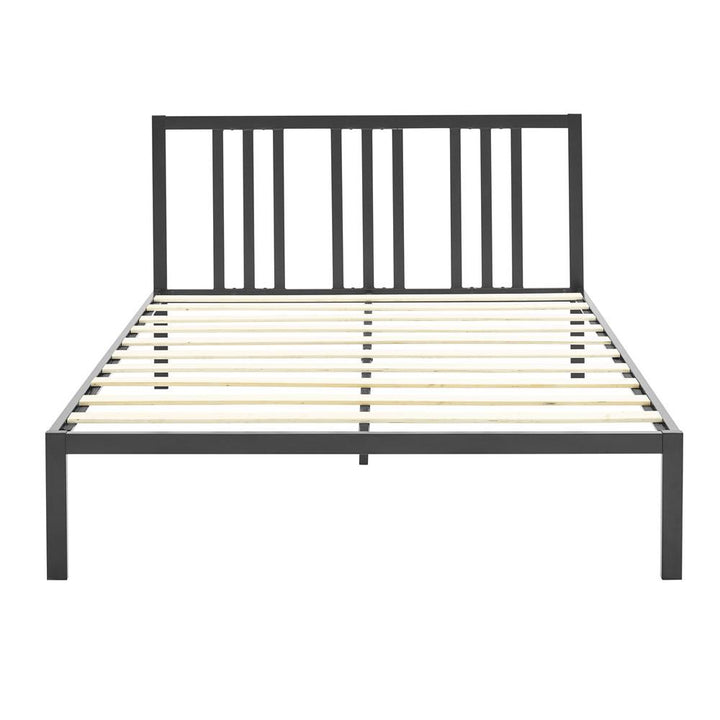 Asher Metal Platform Bed Frame with Slats - Black - Queen