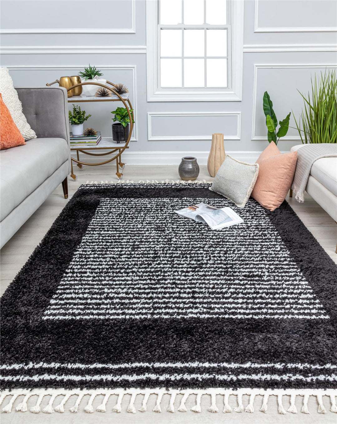 Ebony Twilight plush black rug -  Black  -  5'0"x7'0"