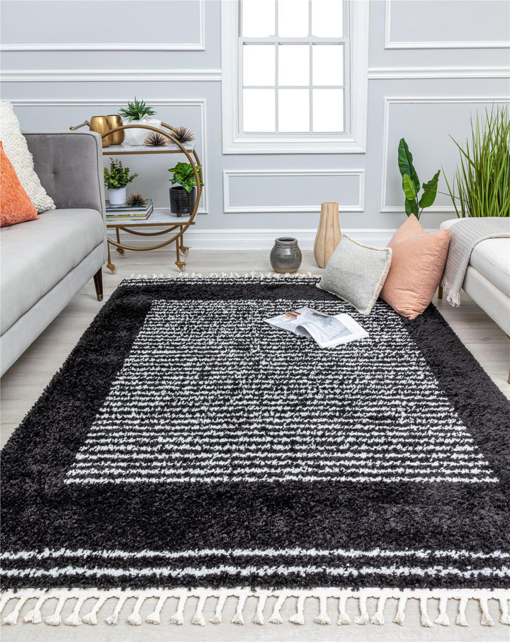 Ebony Twilight plush black rug -  Black  -  5'0"x7'0"