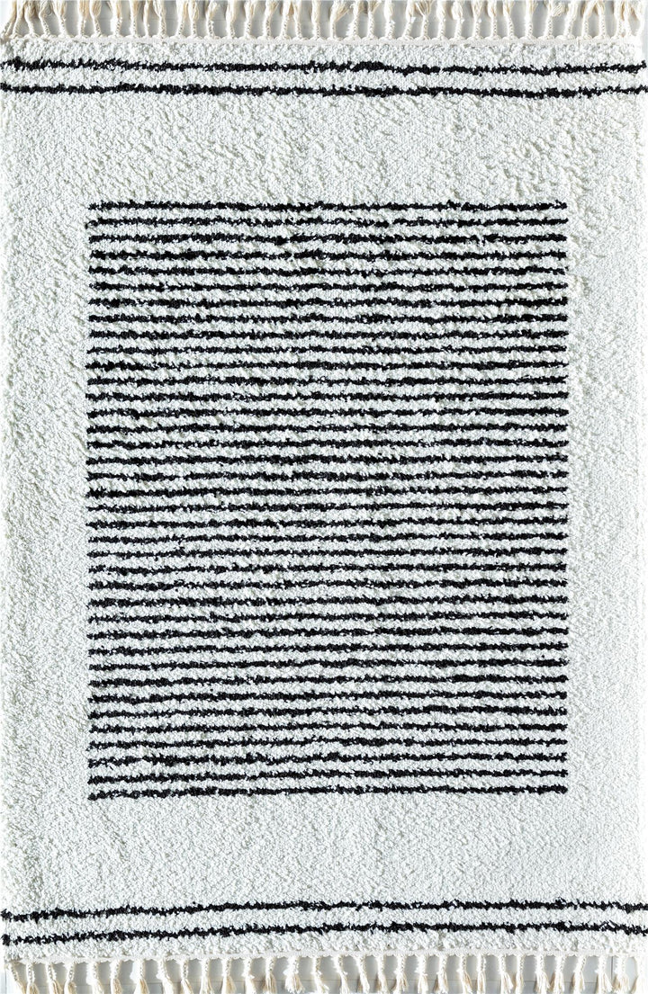 Elegant white stripe rug designs -  White  -  8'0"x10'0"