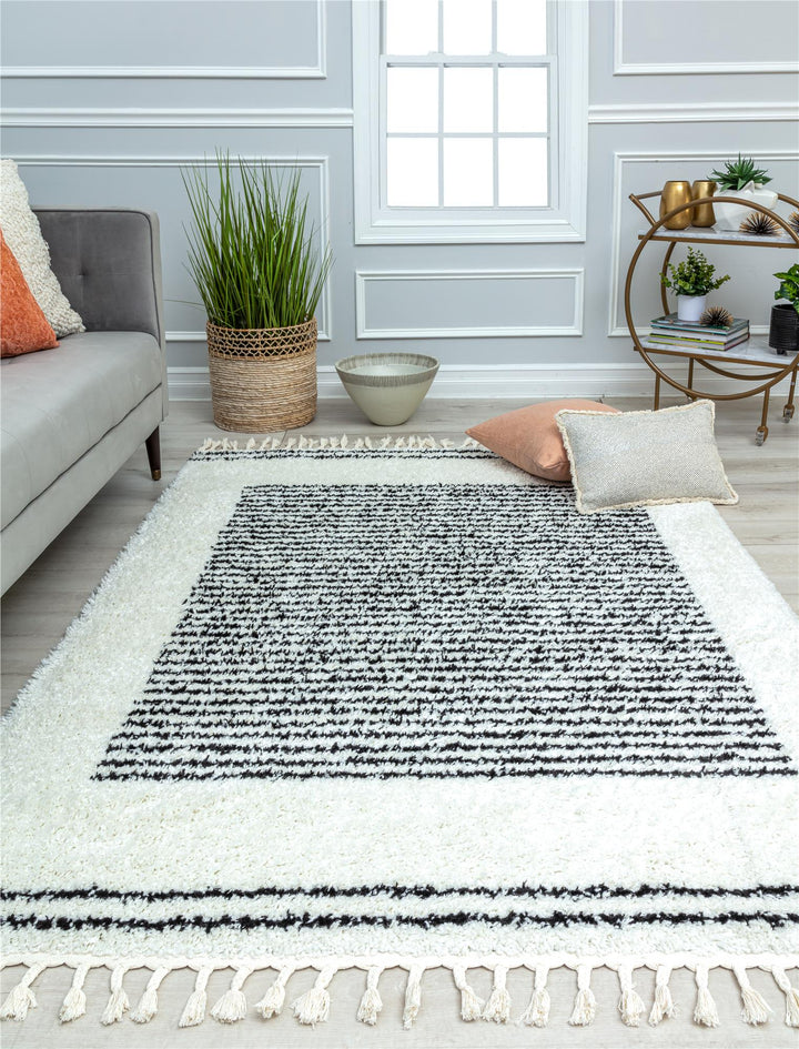Plush white shag rug for modern homes -  White  -  8'0"x10'0"