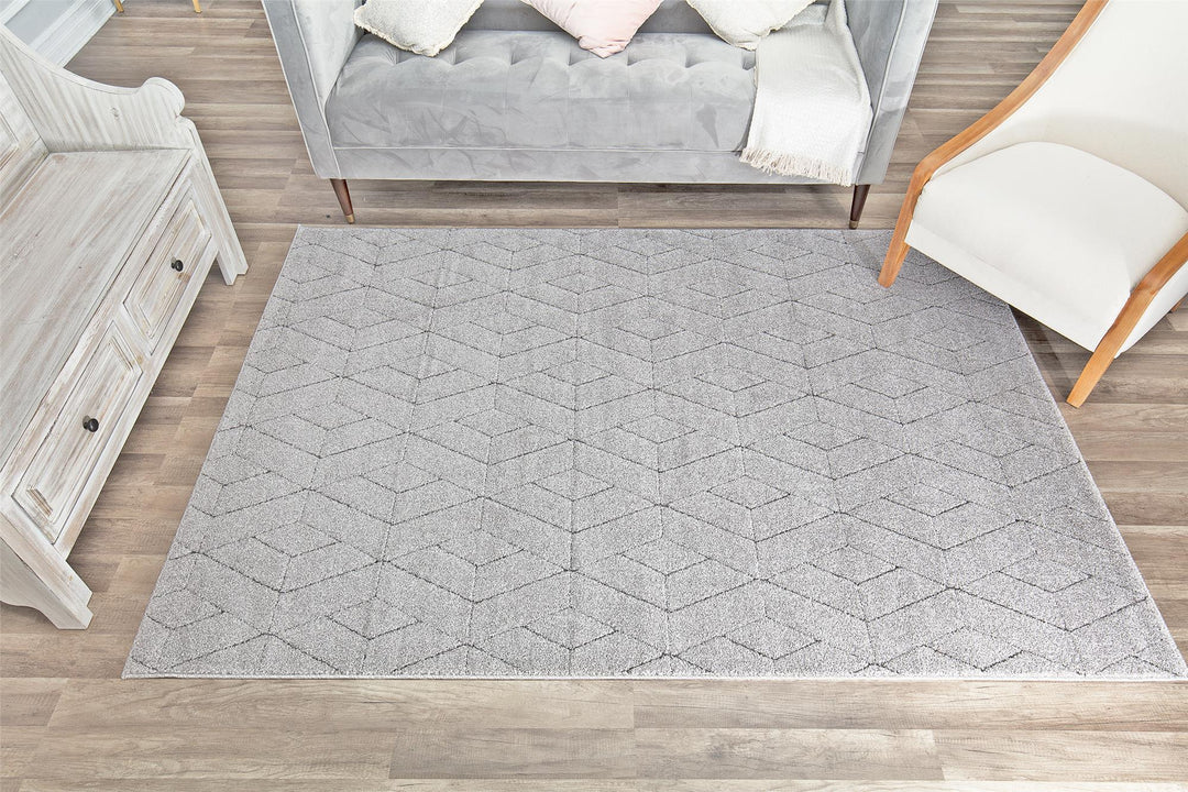 Chanai geometric rug in basalt gray -  Gray  -  5'0"x7'0"