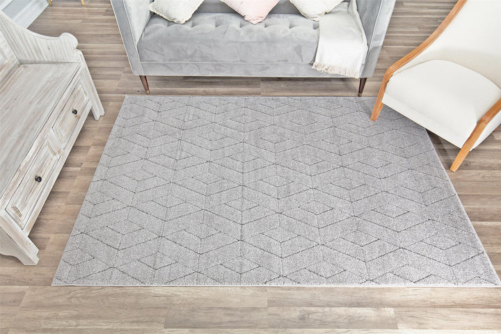 Chanai geometric rug in basalt gray -  Gray  -  5'0"x7'0"