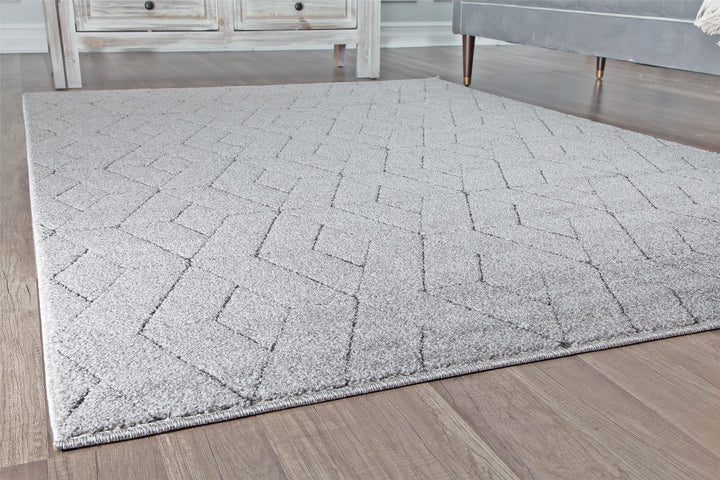 Gray area rug with modern design -  Gray  -  5'0"x7'0"
