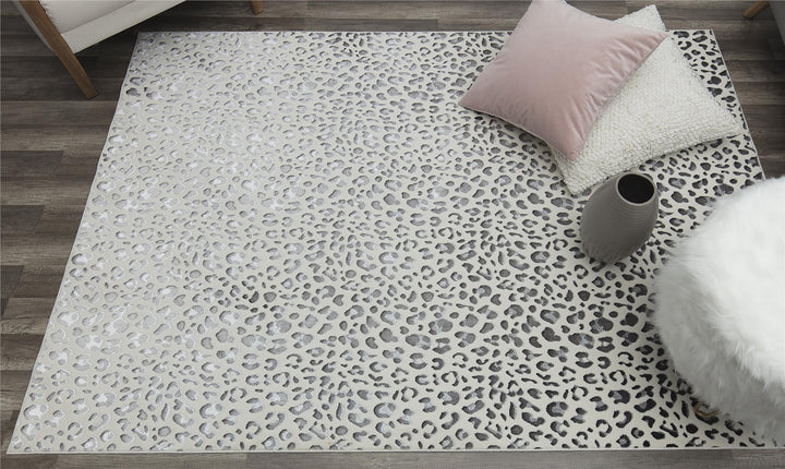 Snow leopard patterned white rug -  White  -  8'0"x10'0"