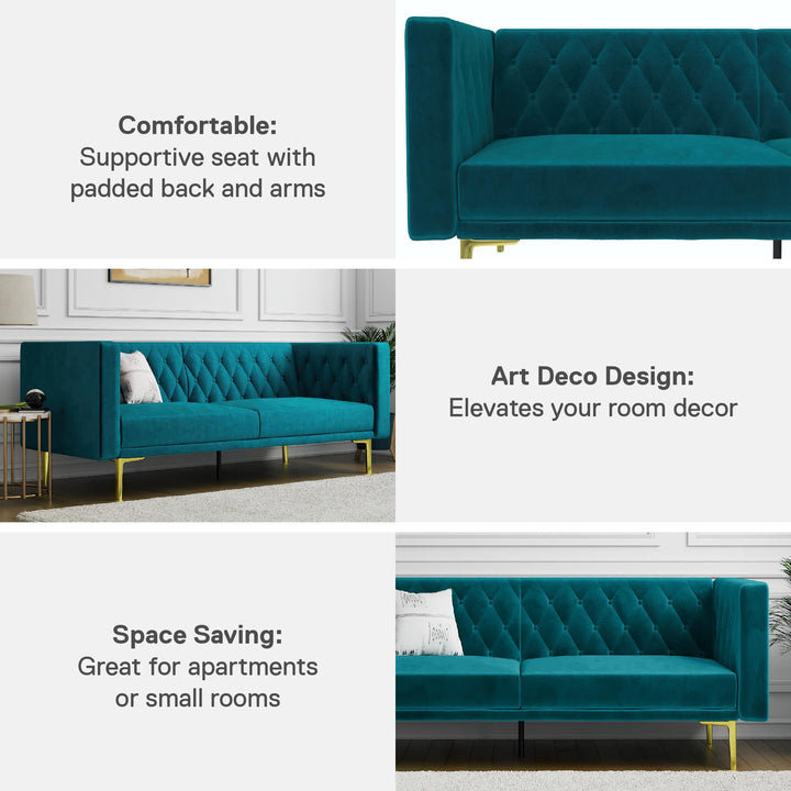 High-end gold legged sofas -  Emerald Green