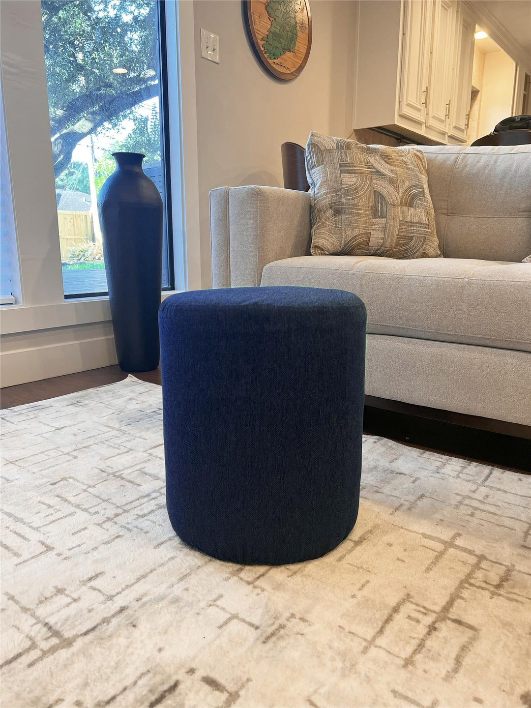 16 inch round ottoman design -  Navy