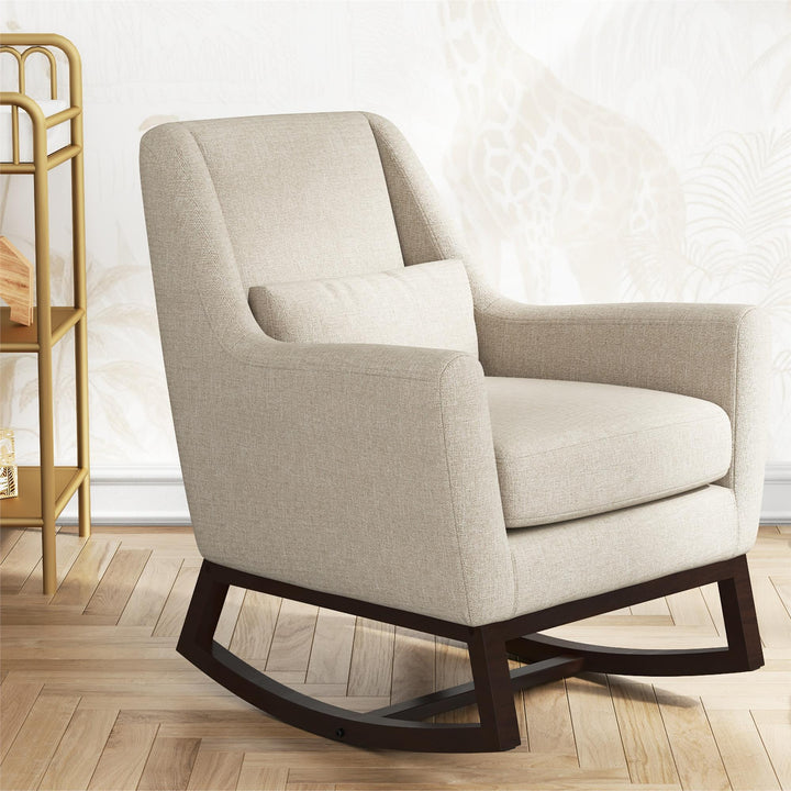 Little Seeds Sophie Mid-Century Rocker, Ivory Linen - Ivory