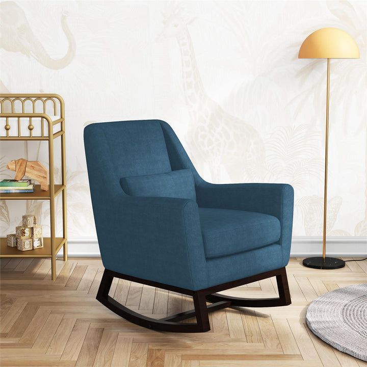 Little Seeds Sophie Mid-Century Rocker, Navy Blue Linen - Navy