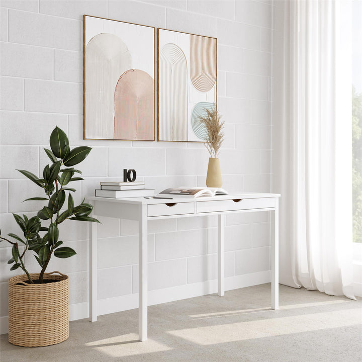 Liv Writing Desk with Two Drawers - White