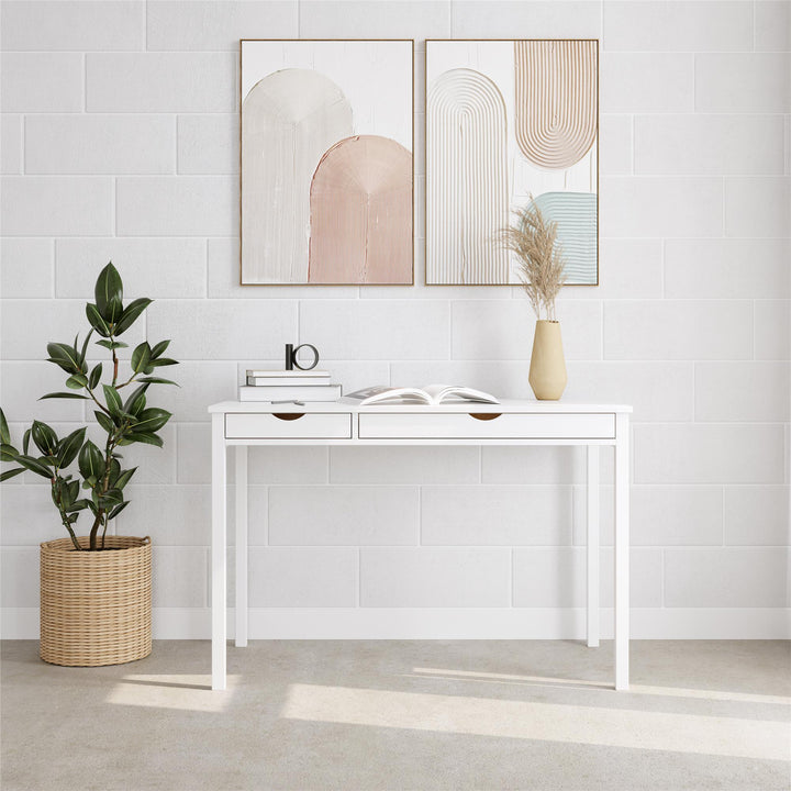 Liv Writing Desk with Two Drawers - White