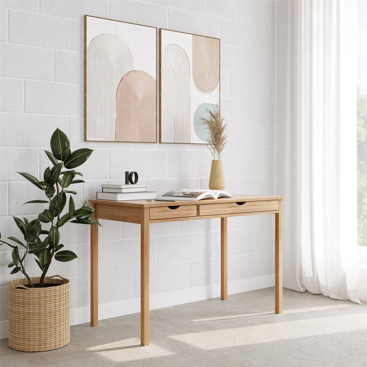 Liv Writing Desk with Two Drawers - Oak